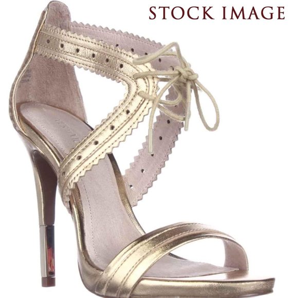 Pour la Victoire Gold "Shanna" Heeled Sandals - Picture 1 of 9